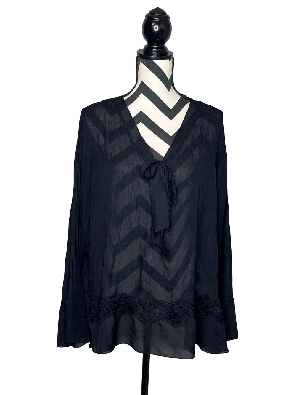 Whimsigoth Witchy Sheer Bell-Sleeve Lace Blouse Sz 1X